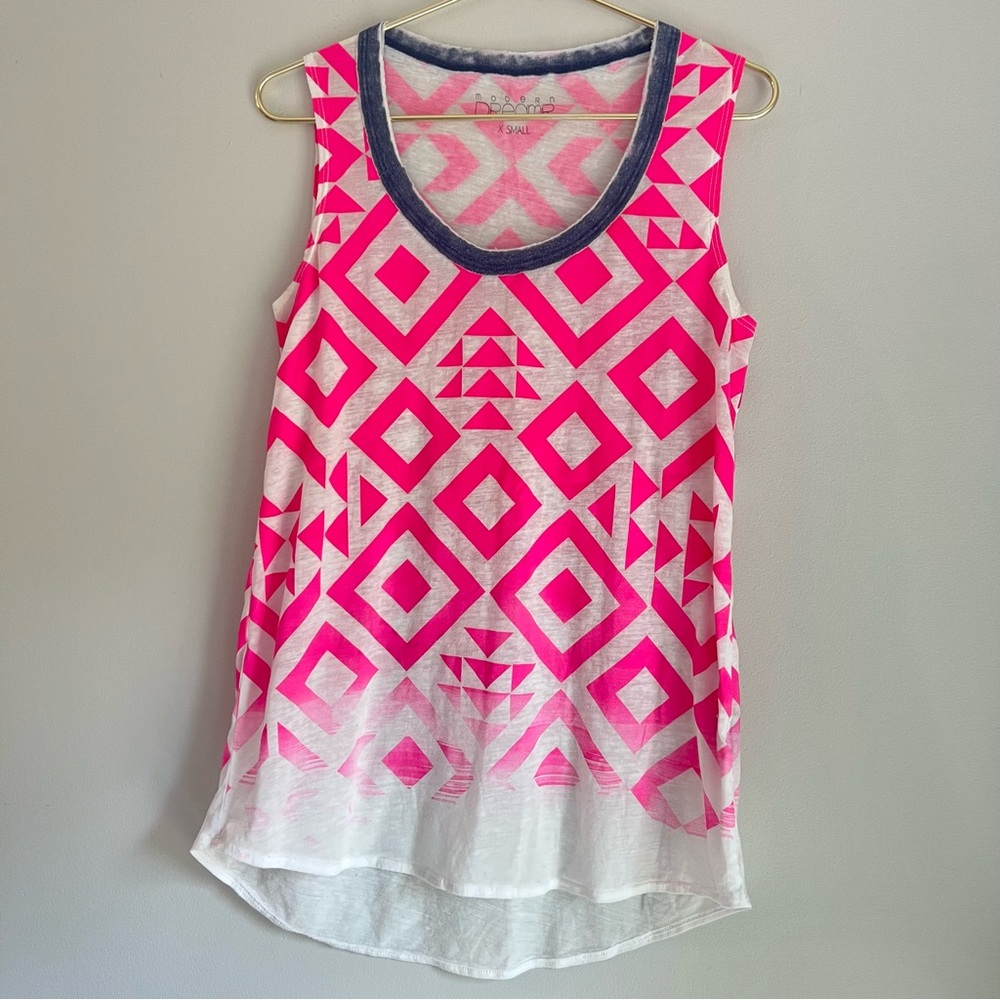 Boho Tank Top w/ Pink Tribal Design Size XS